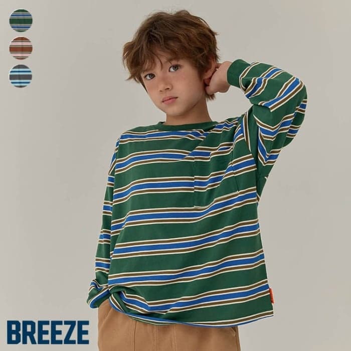 日本童裝BREEZE-KUDOZ.B條紋長袖T恤